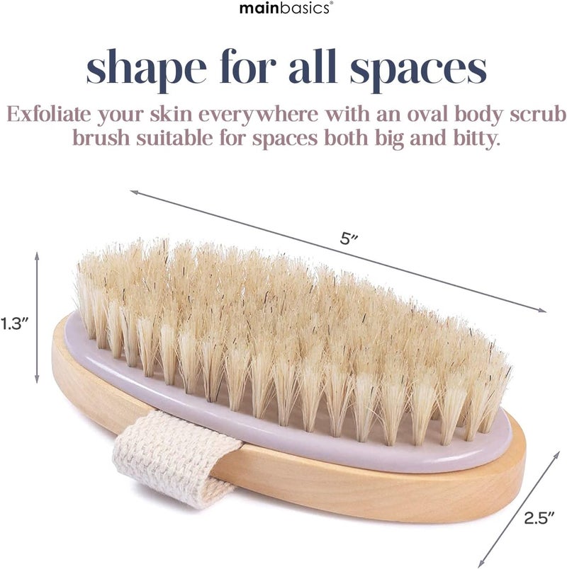 MainBasics Dry Brushing Body Brush for Lymphatic Drainage, Dry Skin, Cellulite, Blood Circulation with Exfoliating Natural Bristles for Flawless Skin - Image 5